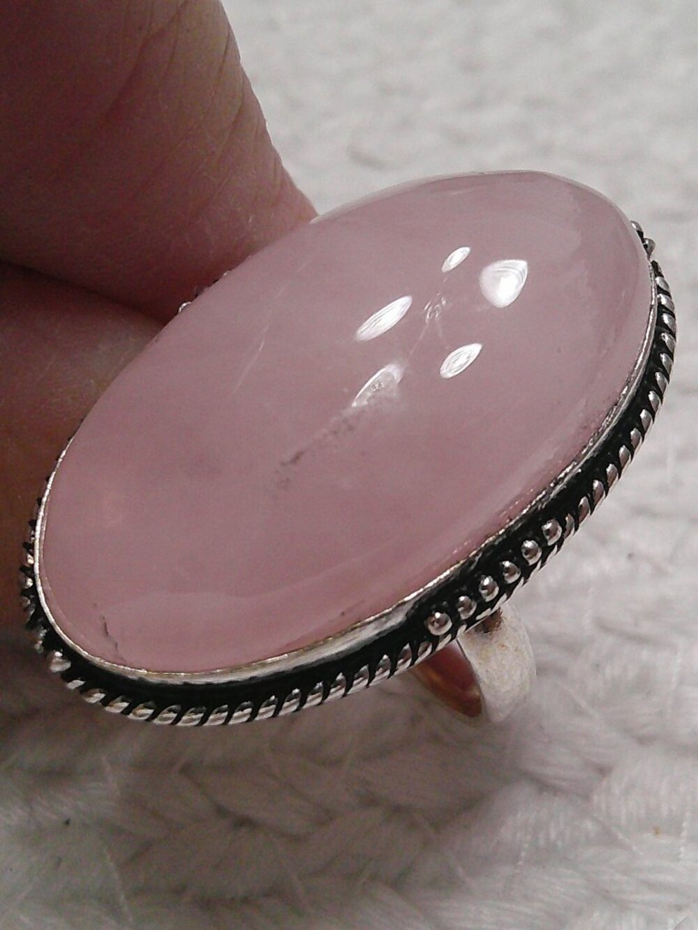 Gorgeous ROSE QUARTZ Handmade Sterling 925 Size 11.5 #54F